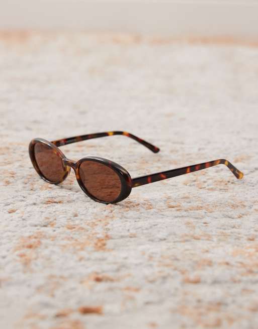 Reclaimed Vintage – Ovale Sonnenbrille in Braun im 90er-Stil, 2 von 3