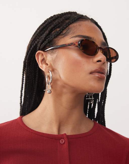 Reclaimed Vintage – Ovale Sonnenbrille in Braun im 90er-Stil, 3 von 3
