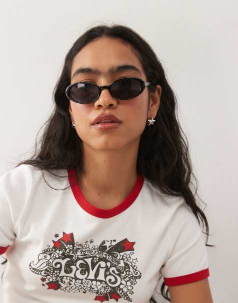 Reclaimed Vintage – Ovale Sonnenbrille in Schwarz im 90er-Stil - view 1