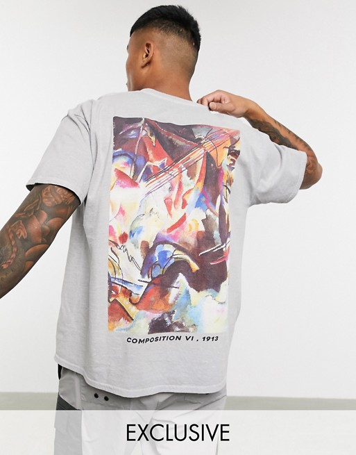 Reclaimed Vintage overdye t-shirt with art print in grey