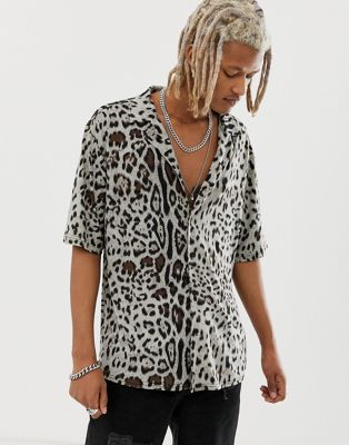Reclaimed Vintage - Overhemd met luipaardprint-Zwart