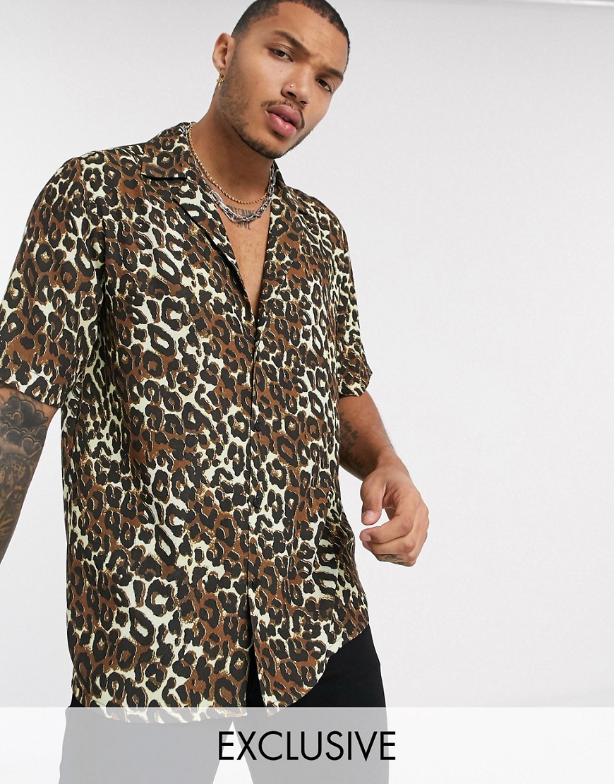 Reclaimed Vintage - Overhemd met luipaardprint-Bruin