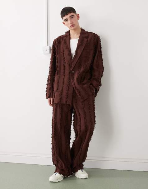 Reclaimed Vintage – Oversize-Anzugjacke in Braun mit Fransen - view 1