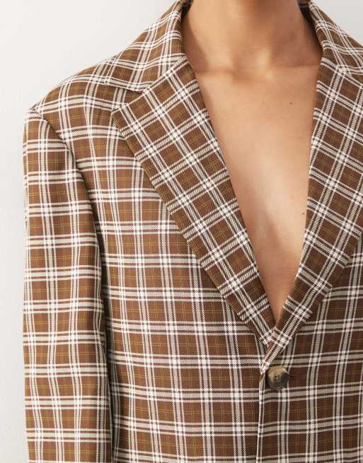 Reclaimed Vintage – Oversize-Blazer in kariertem Braun, Kombiteil, 2 von 4
