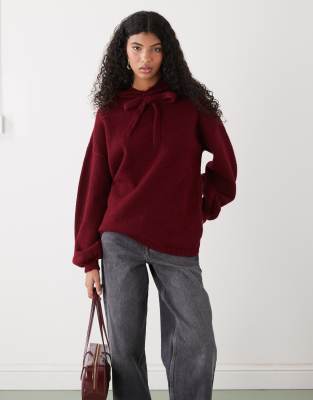 Reclaimed Vintage - Oversize-Kapuzenpullover aus Strick in Himbeerrot
