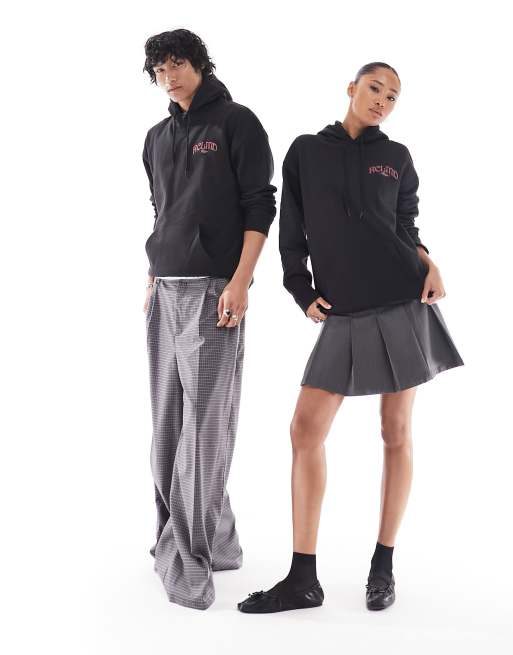 Reclaimed Vintage – Oversize-Kapuzenpullover in Schwarz mit Unisex-Passform und Blumengrafik am Rücken, 4 von 4