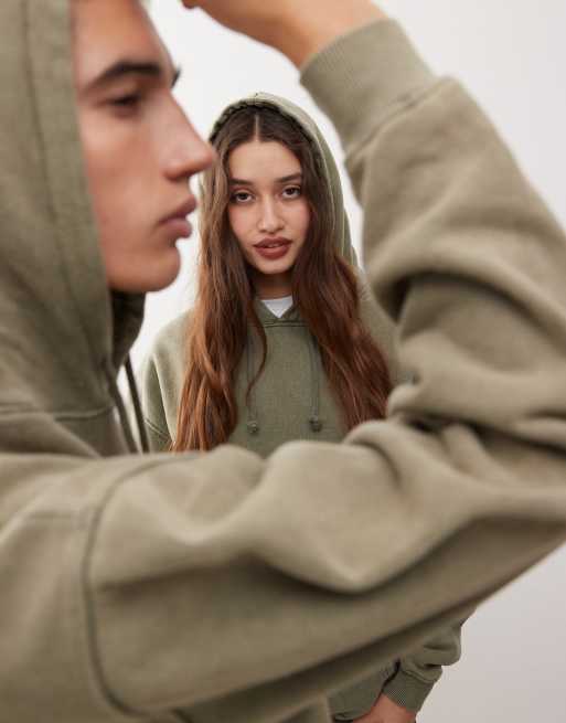 Reclaimed Vintage – Oversize-Kapuzenpullover in überfärbtem Grün mit Unisex-Schnitt, 3 von 4