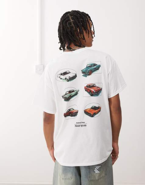 Reclaimed Vintage – Oversize-T-Shirt in Weiß mit Auto-Rückenprint - view 1