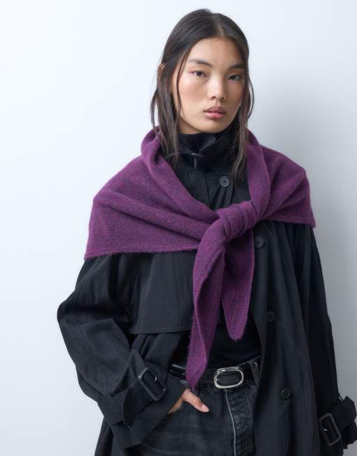Reclaimed Vintage oversize triangelscarf i vinrött, 3 av 5