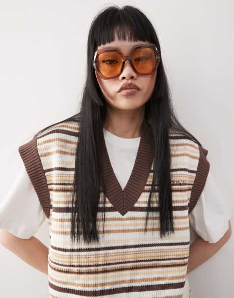 Reclaimed Vintage oversized 70s hexagon sunglasses in tonal brown - view 1