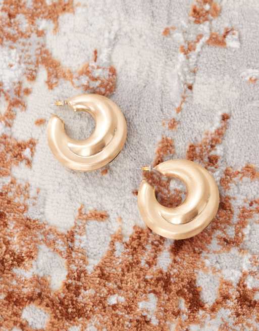 Reclaimed Vintage oversized antique hoop earrings in burnished gold, 2 of 3