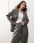 [Reclaimed Vintage] Reclaimed Vintage oversized blazer in pinstripe-Grey 12 GREY