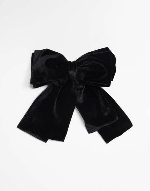 Reclaimed Vintage oversized bow hair clip in black velvet