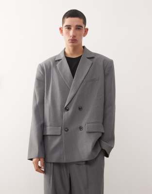 Reclaimed Vintage oversized boxy dad double breasted blazer co-ord in grey
