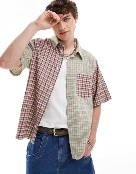 Reclaimed Vintage oversized boxy shirt in spliced check - view 1