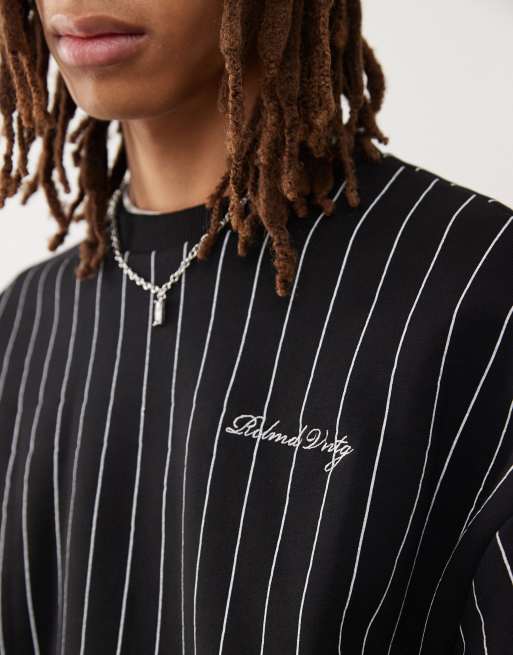Reclaimed Vintage oversized boxy sweatshirt in black pinstripe