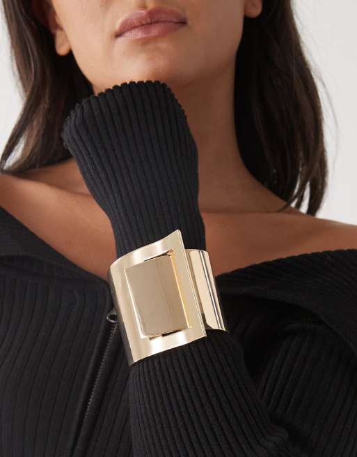 Reclaimed Vintage oversized buckle bangle in gold