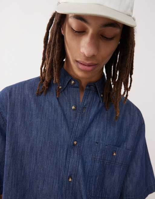 Reclaimed Vintage oversized chambray denim shirt in mid blue - part of a set, 4 of 4