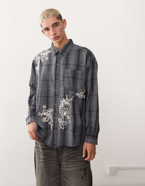 Reclaimed Vintage oversized check shirt with embroidery - view 1