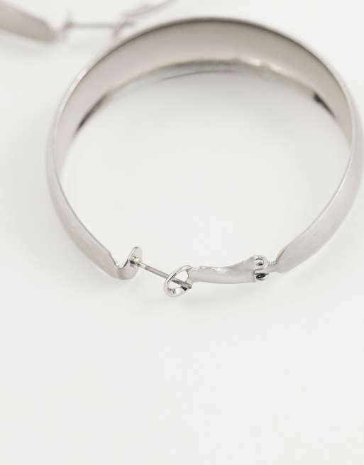 Reclaimed Vintage oversized chubby hoops in silver, 4 of 4