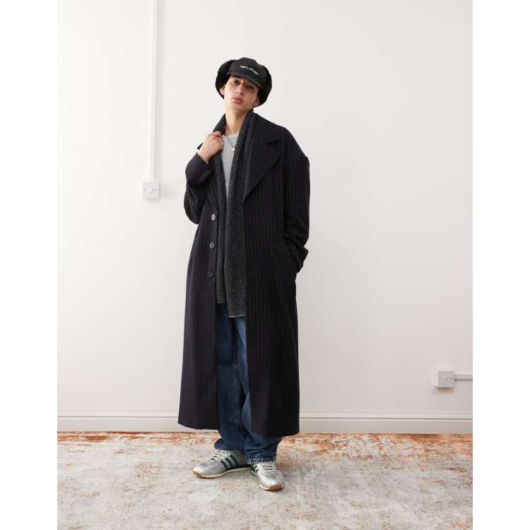 セール 海外 Vintage Reclaimed oversized ASOS | pinstripe in coat ジャケット・アウター