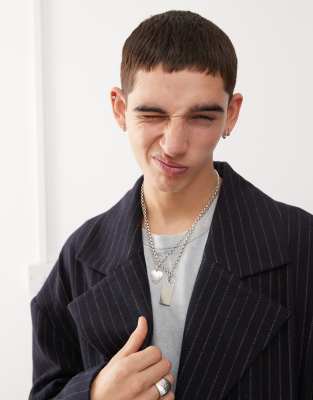 Reclaimed Vintage oversized coat in pinstripe