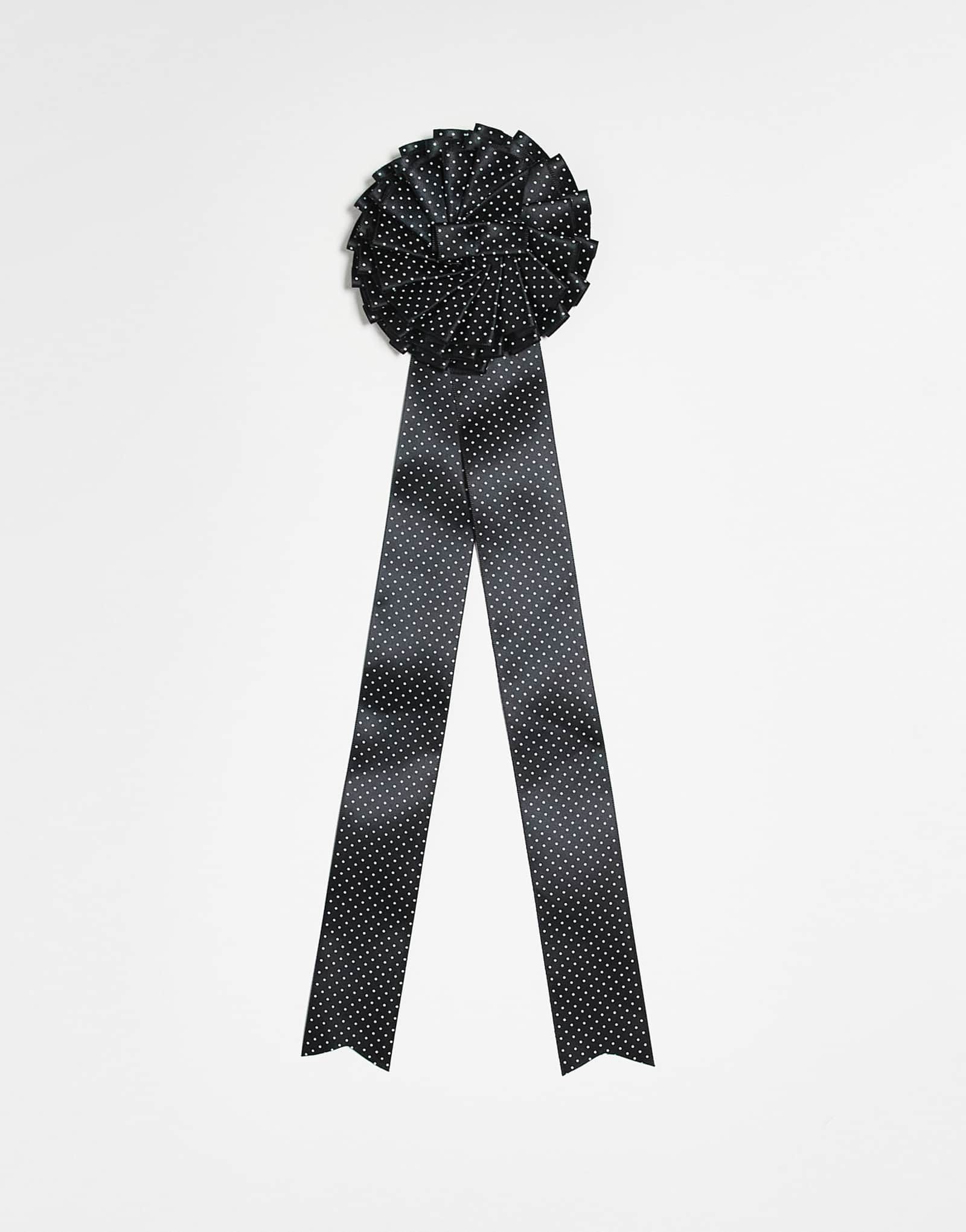 Восстановленная винтажная брошь для корсажа большого размера в черно-белый горошек