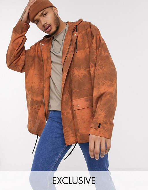 Reclaimed Vintage oversized cotton parker jacket in heavy orange wash