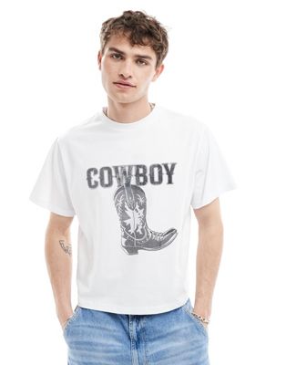 Reclaimed Vintage oversized cowboy t-shirt in white
