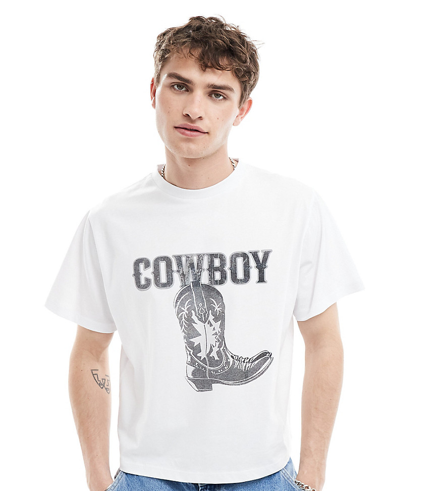 Reclaimed Vintage oversized cowboy t-shirt in white