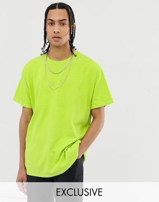 Reclaimed Vintage - Oversized en overdye neon T-shirt-Geel