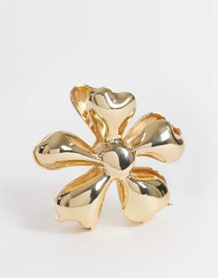Reclaimed Vintage Oversized Floral Claw Clip In Gold