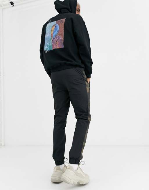 Reclaimed Vintage oversized hoodie with van gogh print in black