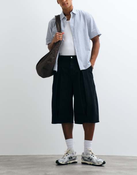Reclaimed Vintage oversized jort in black denim - view 1