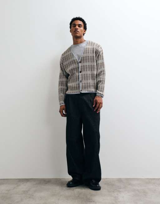 Reclaimed Vintage oversized knitted cardi in blue stitch, 1 of 5