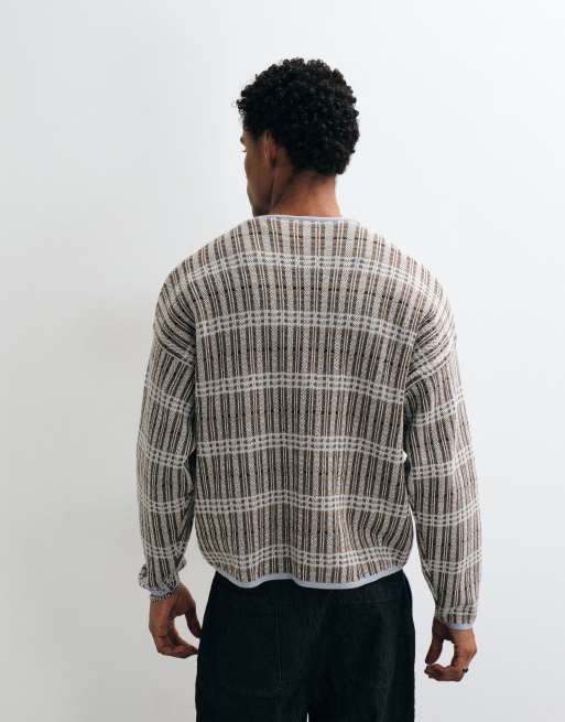 Reclaimed Vintage oversized knitted cardi in blue stitch, 5 of 5