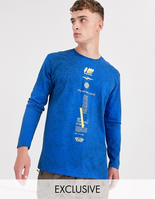 Reclaimed Vintage oversized long sleeve t-shirt in washed blue with symbols