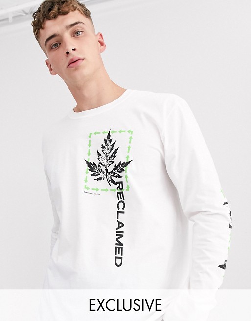 Reclaimed Vintage oversized long sleeve t-shirt in white with print