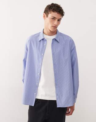 Reclaimed Vintage Oversized Longer Length Shirt In Blue