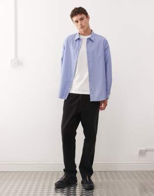 Reclaimed Vintage Oversized Longer Length Shirt In Blue