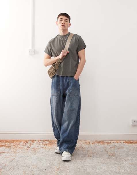 Reclaimed Vintage - Oversized og cropped kakifarvet T-shirt med firkantet pasform - view 1