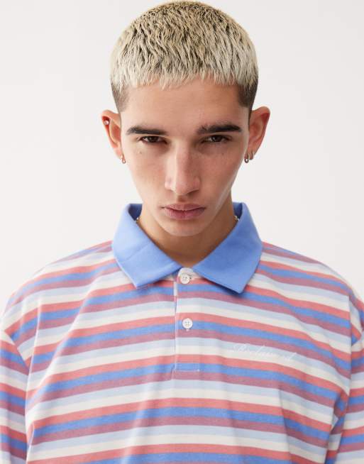 Reclaimed Vintage - Oversized og langærmet unisex-polotop med rugbystriber i flere farver, 2 af 4