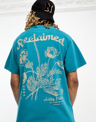 Reclaimed Vintage oversized plant bouquet tee in teal - ASOS Price Checker