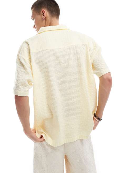 Reclaimed Vintage oversized revere shirt in yellow texture , 4 of 4