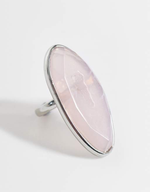 Reclaimed Vintage - Oversized ring med rosakvarts-sten