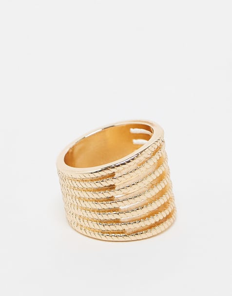 Reclaimed Vintage oversized row ring in gold - view 1