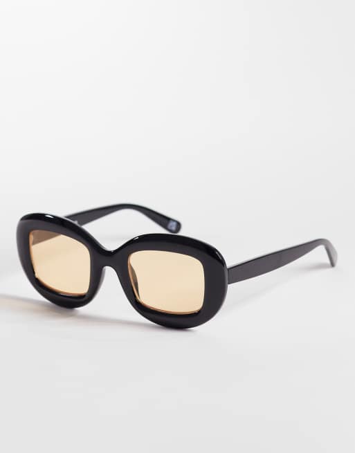 Reclaimed Vintage Oversized runde Sonnenbrille mit leichter Tönung und braunen Gläsern, 1 von 3