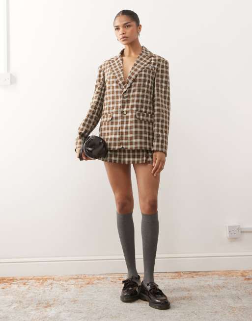 Reclaimed Vintage oversized set in brown check