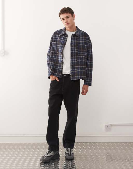 Reclaimed Vintage oversized shacket in blue check , 2 of 5