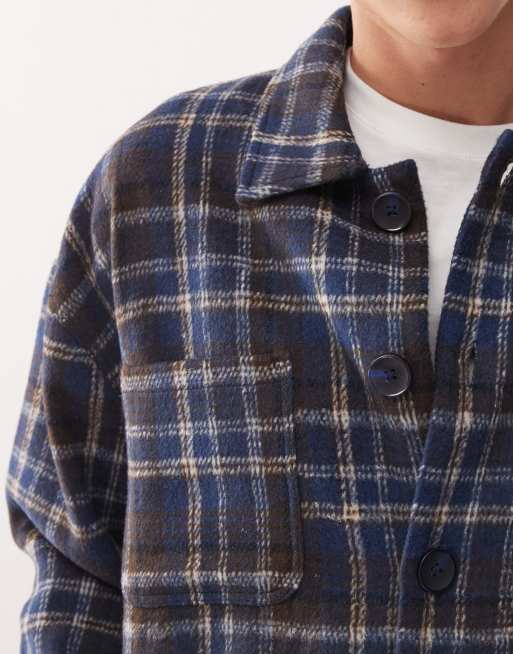 Reclaimed Vintage oversized shacket in blue check , 5 of 5